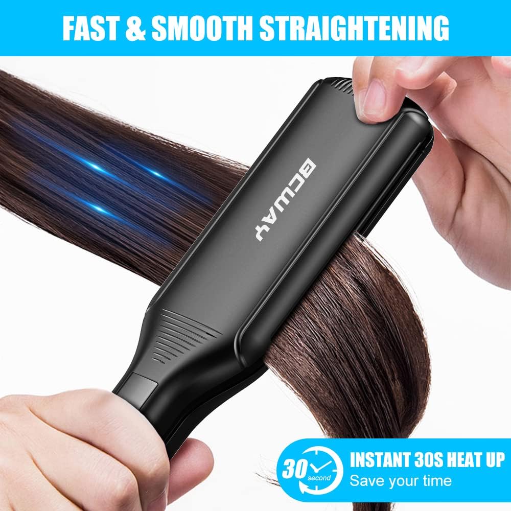 Professional Hair Straightener - Extra-Large 2.16'' Titanium Flat Iron | 30s Instant Heat, Anti-Static, 5 Adjustable Settings for All Hair Types