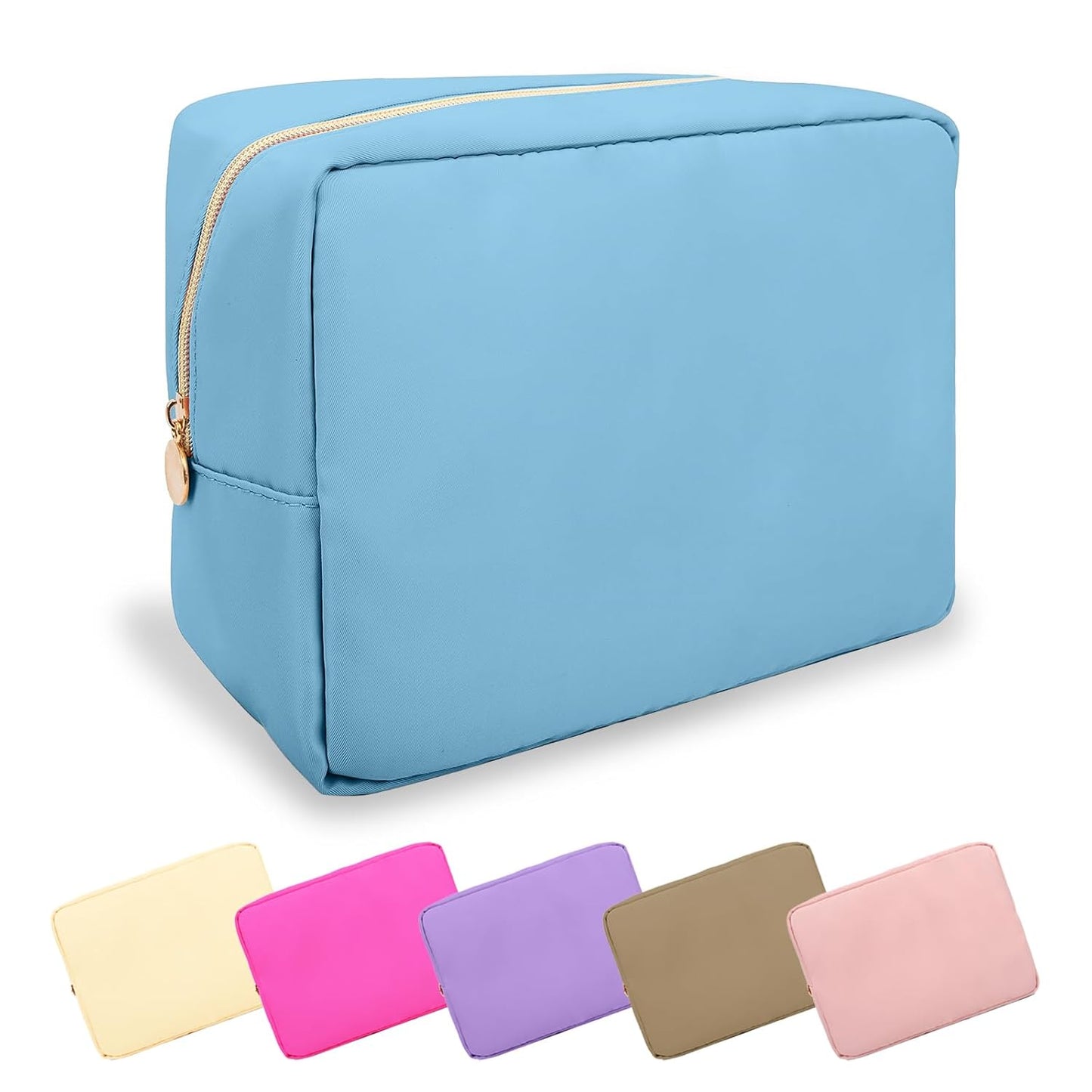Waterproof Mini Floral Makeup Bag - Nylon Travel Pouch for Women | Cute Zipper Toiletry Organizer (Mini White-Flowers)