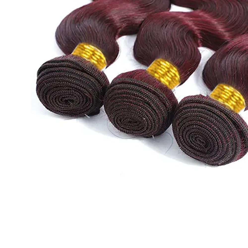 Burgundy Bundles Human Hair Body Wave Bundles 24 24 24 Inch #99J Body Wave Bundle Unprocessed Brazilian Virgin Weave Hair 3 Bundle 50 Gram Per Bundle for Black Women