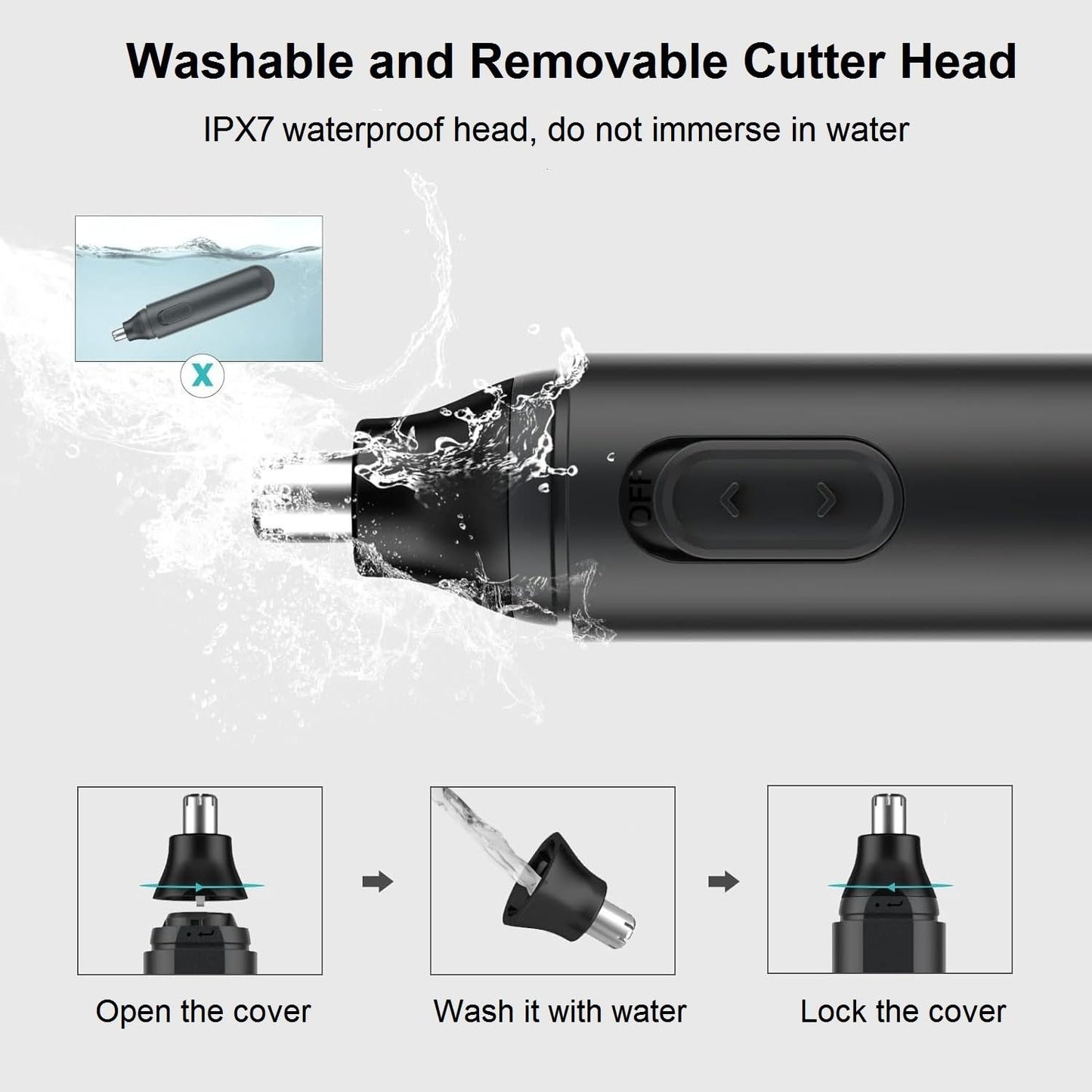 Ear and Nose Hair Trimmer Clipper - Painless Eyebrow & Facial Hair Trimmer for Men Women, Portable Battery Operated Nose Hair Trimmers with IPX7 Waterproof Dual Edge Blades for Easy Cleansing