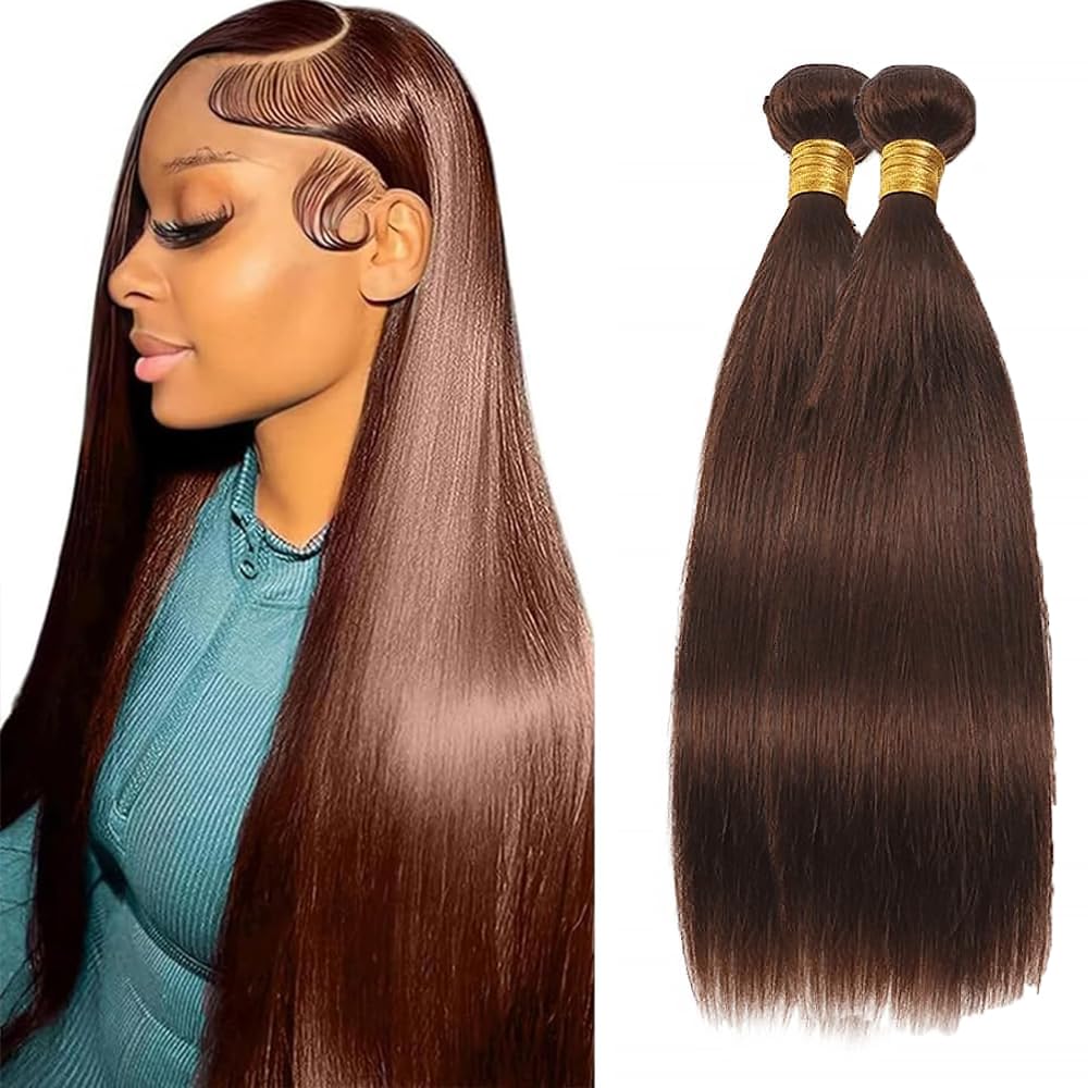 Brown Bundles Human Hair Color 4 Straight Bundle Mixed Length 2 Bundles Brazilian Virgin Hair 12 12 Inch Dark Brown Straight Bundle Soft Hair Extensions 200g