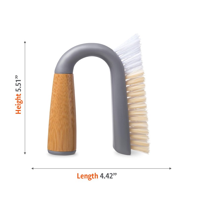 Full Circle Grunge Buster, Grout & Tile Scrub Brush, Recycled Materials, Tough & Durable, Grey