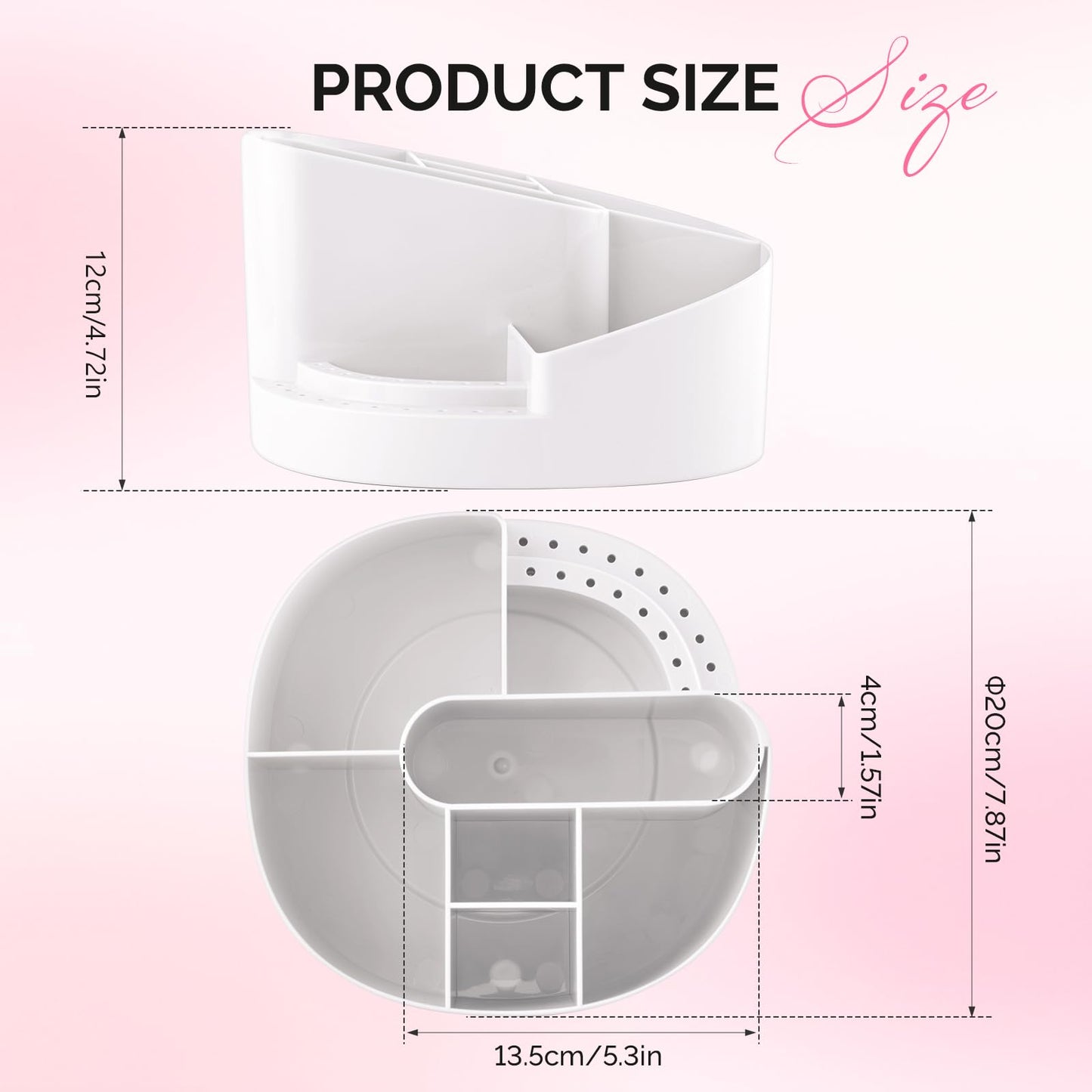 MelodySusie Nail Drill Holder and Nail Art Tools Storage Box, Large Capacity Sturdy Desk Organizer for 3/32" Nail Drill Bits, Nail Tech Supplies Container for Acrylic Salon & Home, White