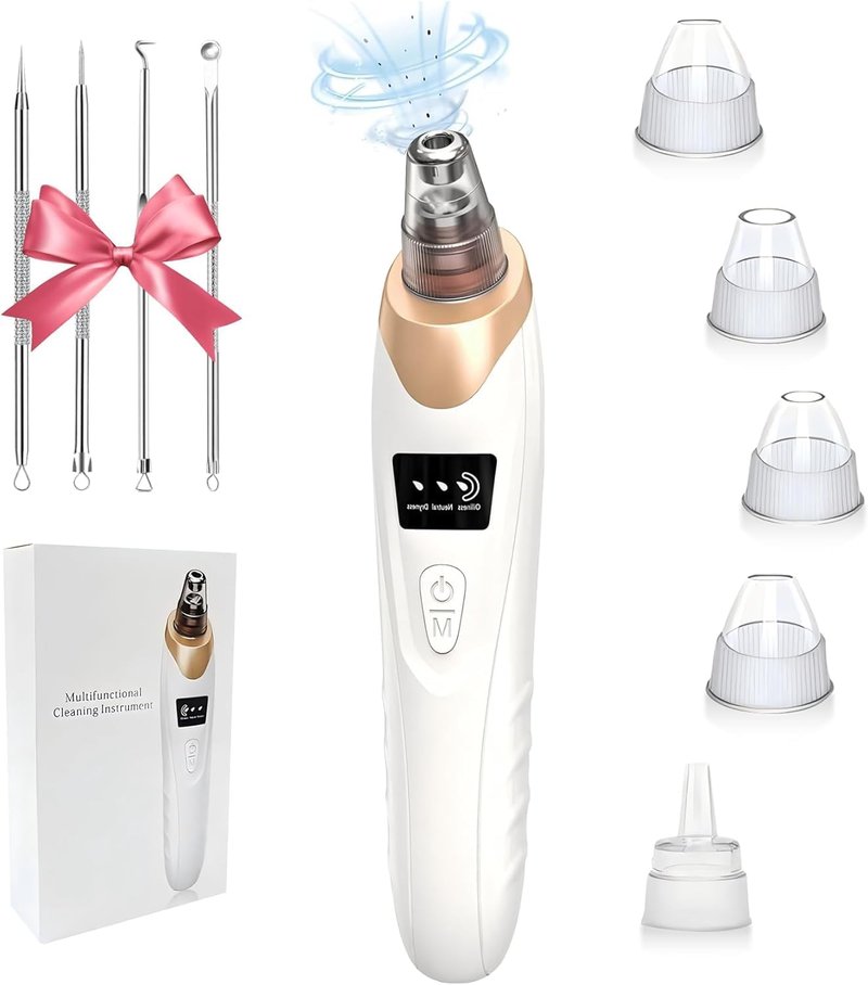 Blackhead Remover Vacuum - Professional Pore Cleaner with 3 Suction Levels | USB Rechargeable, 5 Probes, White