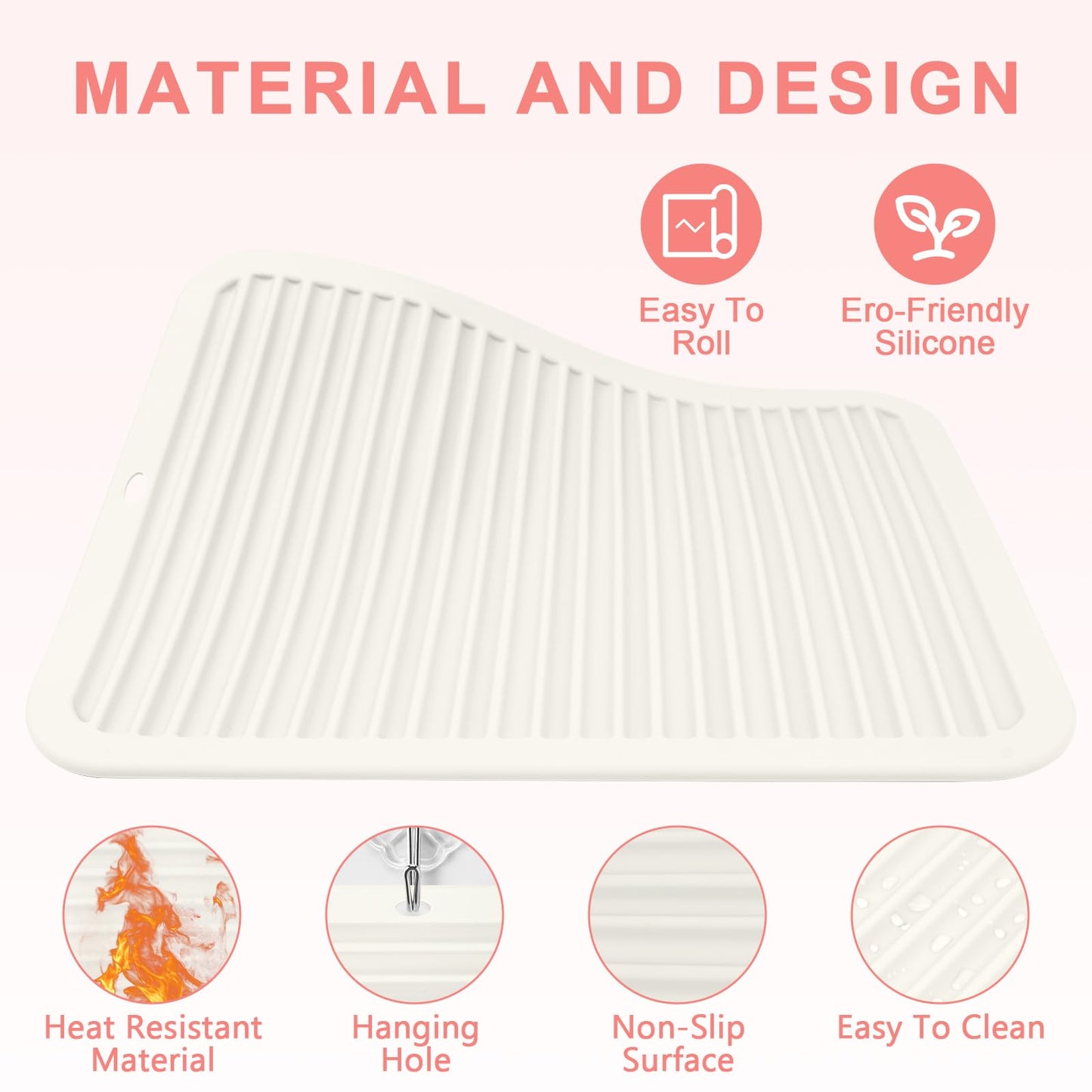 AMIJEAL Oversize Silicone Heat Resistant Mat for Hair Tools, Curling Iron Flat Iron Hair Straightener Holder Mat, Portable Hot Tools Cover Pad for Travel Vanity Salon(14.2" x 11.0")