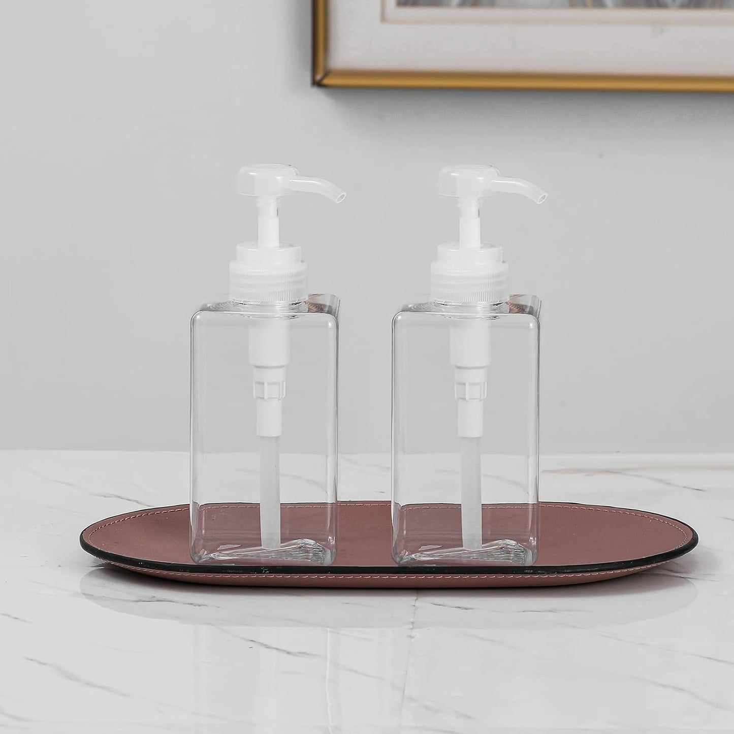 Refillable Plastic Pump Bottle - 15oz Lotion & Soap Dispenser | Clear 2-Pack for Bathroom Use