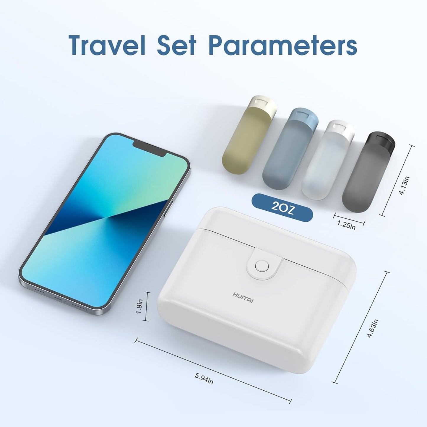 Travel Bottles - TSA Approved 4x2oz Leak-Proof Toiletry Set | Compact & Portable (White)