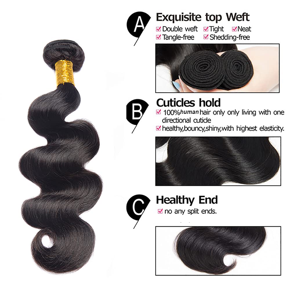 Body Wave Bundles Natural Black Bundles Human Hair 24 26 28 Inch 1b Body Wave Bundle Human Hair Extensions Mixed Length 3 Bundles