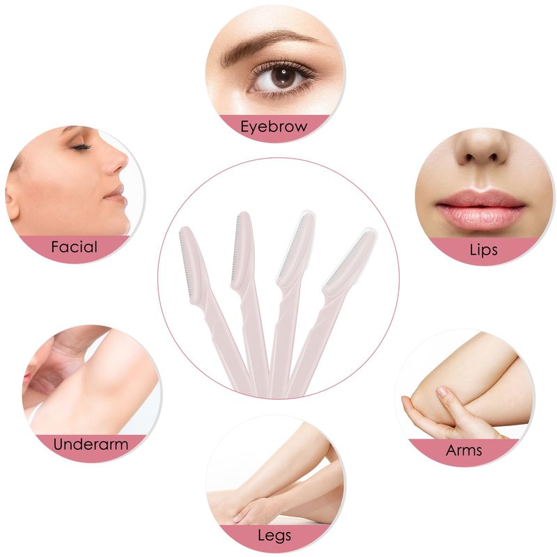 JHZMCRX 6 Pcs Eyebrow Razor Face Razors Multipurpose Facial Razors for Women Men Eyebrow Trimmers Shaver with Protective Cover Dermaplaning Facial Hair Removal Tools Light Pink