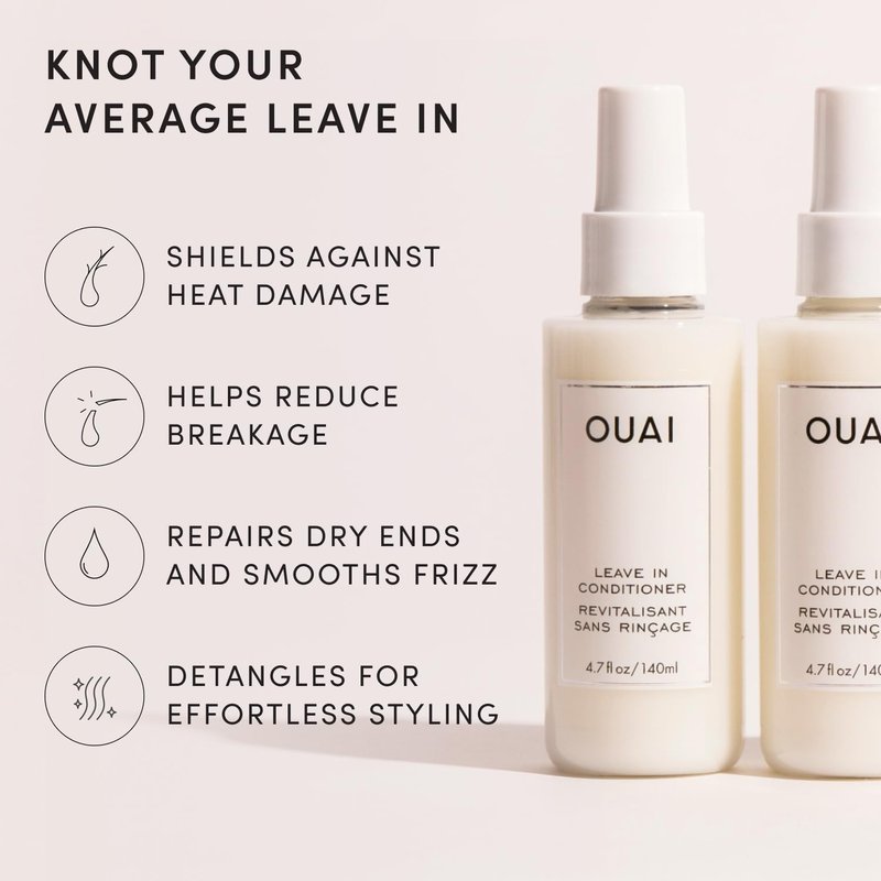 OUAI Leave In Conditioner - Heat Protectant & Detangler for Frizz Control | 1.5 oz