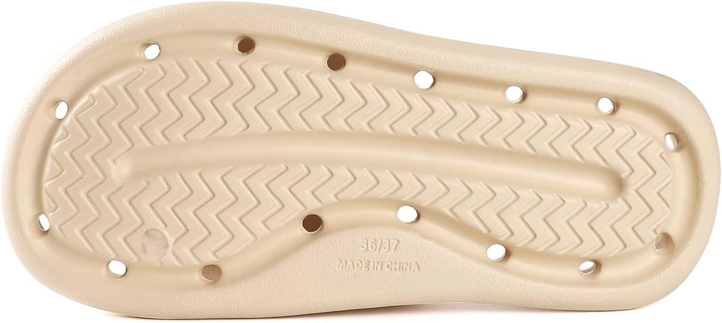 Arch Support Shower Shoes - Quick Drying Slide Sandals with Drain Holes | Soft Cushioned Anti-Slip Pool Slides for Comfort
