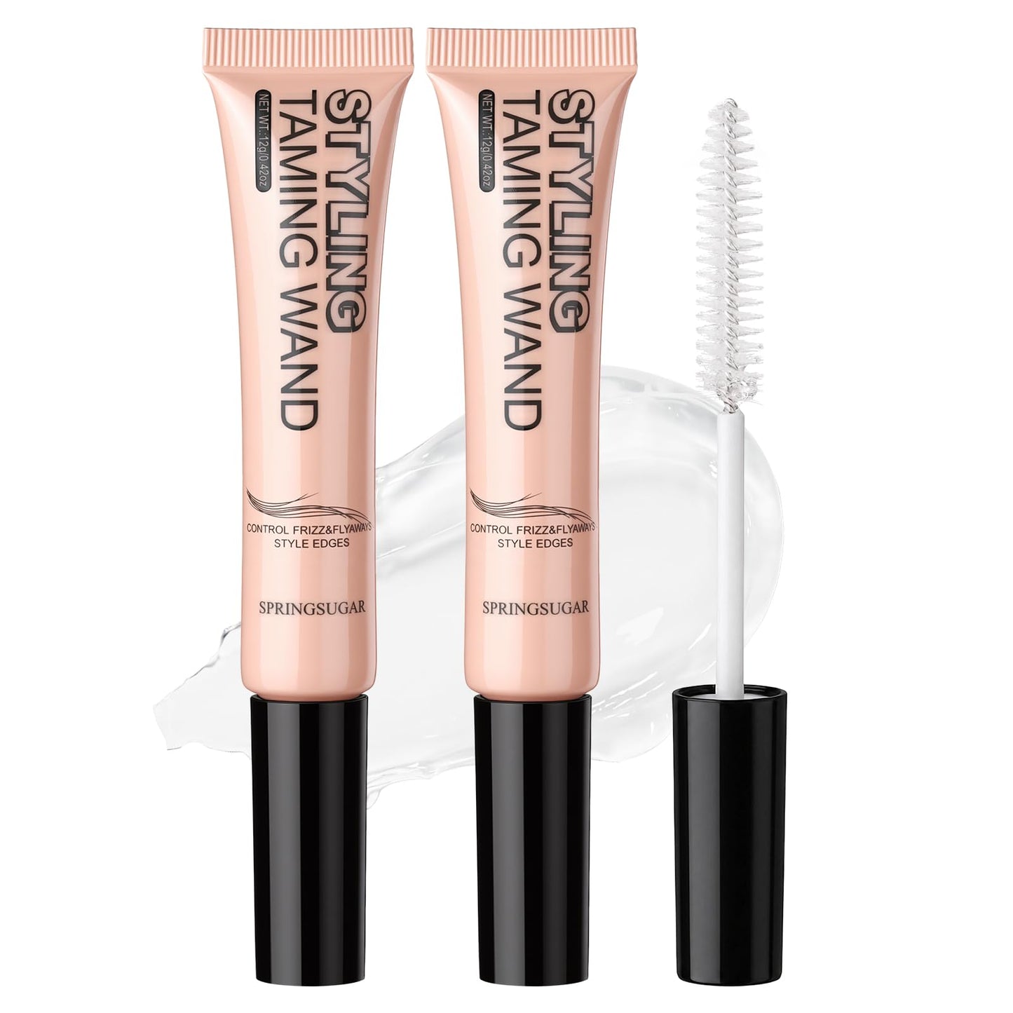 SPRINGSUGAR Taming Wand, Fly Away Stick for Hair, Hair Mascara for Flyaways, Smooth Frizz, Tame Baby Hairs, Style Edges - Lightweight Non-Greasy Wide Brush Head Hair Finishing Stick 2 Pack