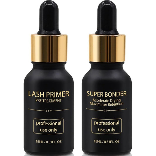Eyelash Extension Bonder & Primer Kit - Glue Accelerator & Protein Oil Remover | 15ml Each