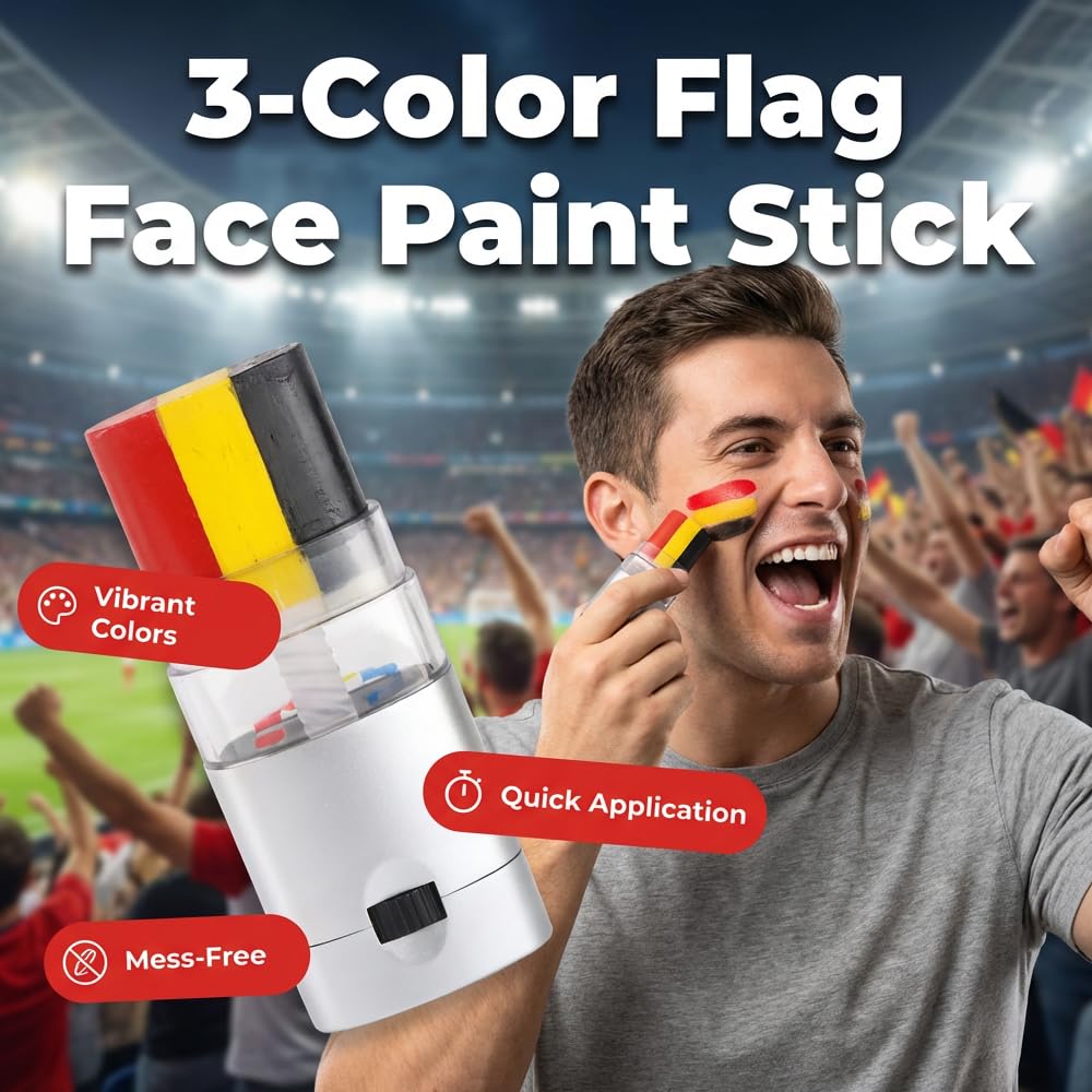 Face Paint Stick for Sports Fans - Washable Red, White & Green Body Paint for Baseball & Soccer Games | 2026 Design