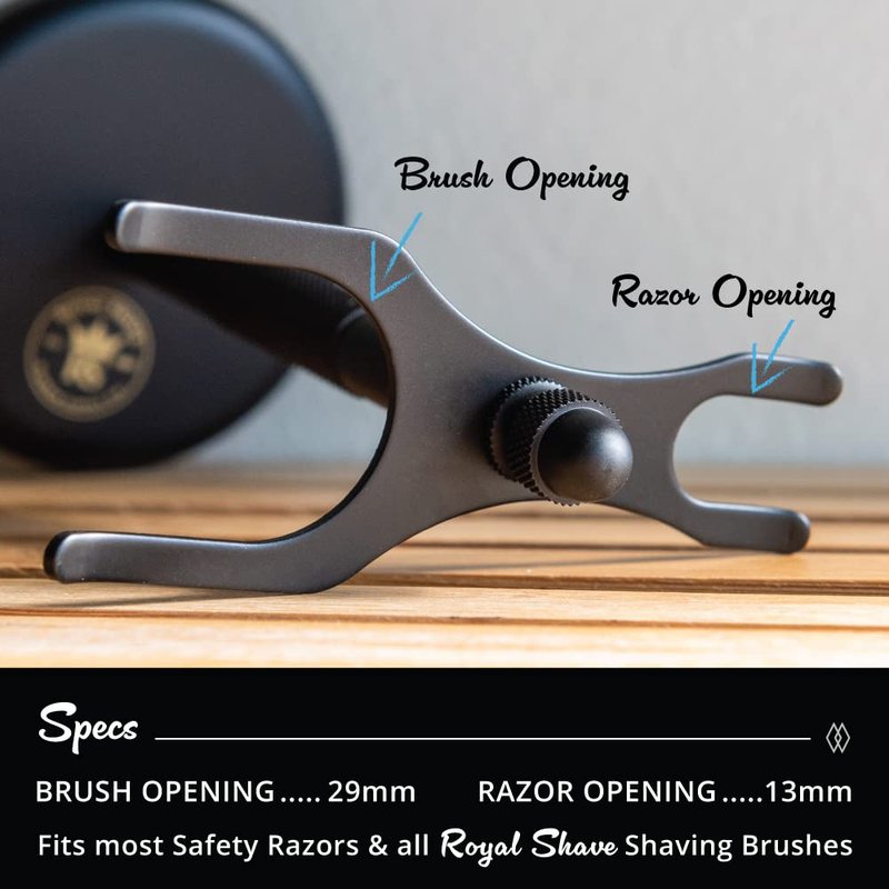 RoyalShave Safety Razor and Brush Stand - Powder Coated Black