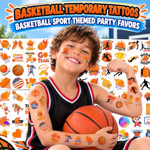 96PCS Kids Basketball Temporary Tattoos Set for Sports Parties & Events