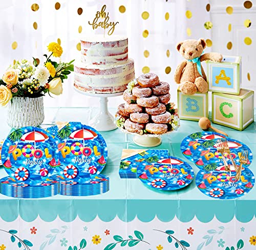 50 Pack 7-Inch Pool Party Paper Plates - Summer Beach Decorations