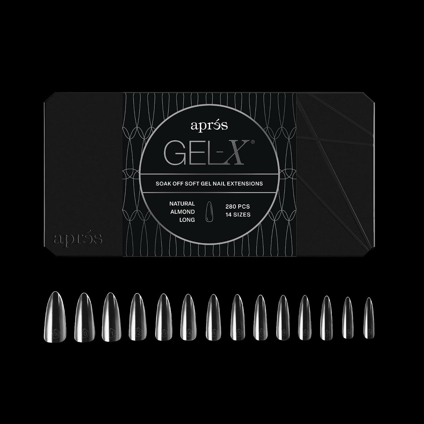 Apres Gel-X® Almond Nail Tips - 280 Soft Tips in 14 Sizes (00-9) | Natural Almond Extra Short