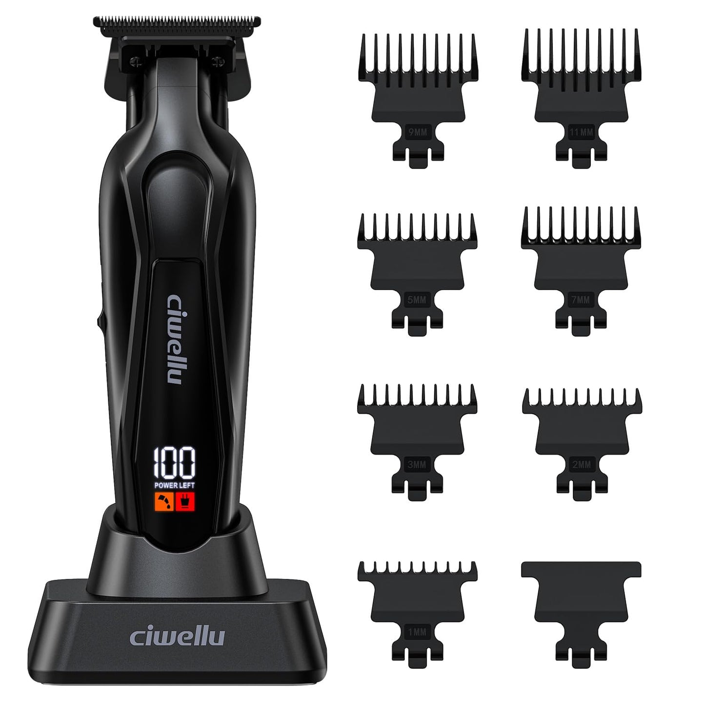 ciwellu Hair Trimmer for Men, Professional Barber Liner & Beard Trimmer with Zero-Gap T-Blade Clippers,USB-C Fast Charge with 7 Guards for Hair/Body