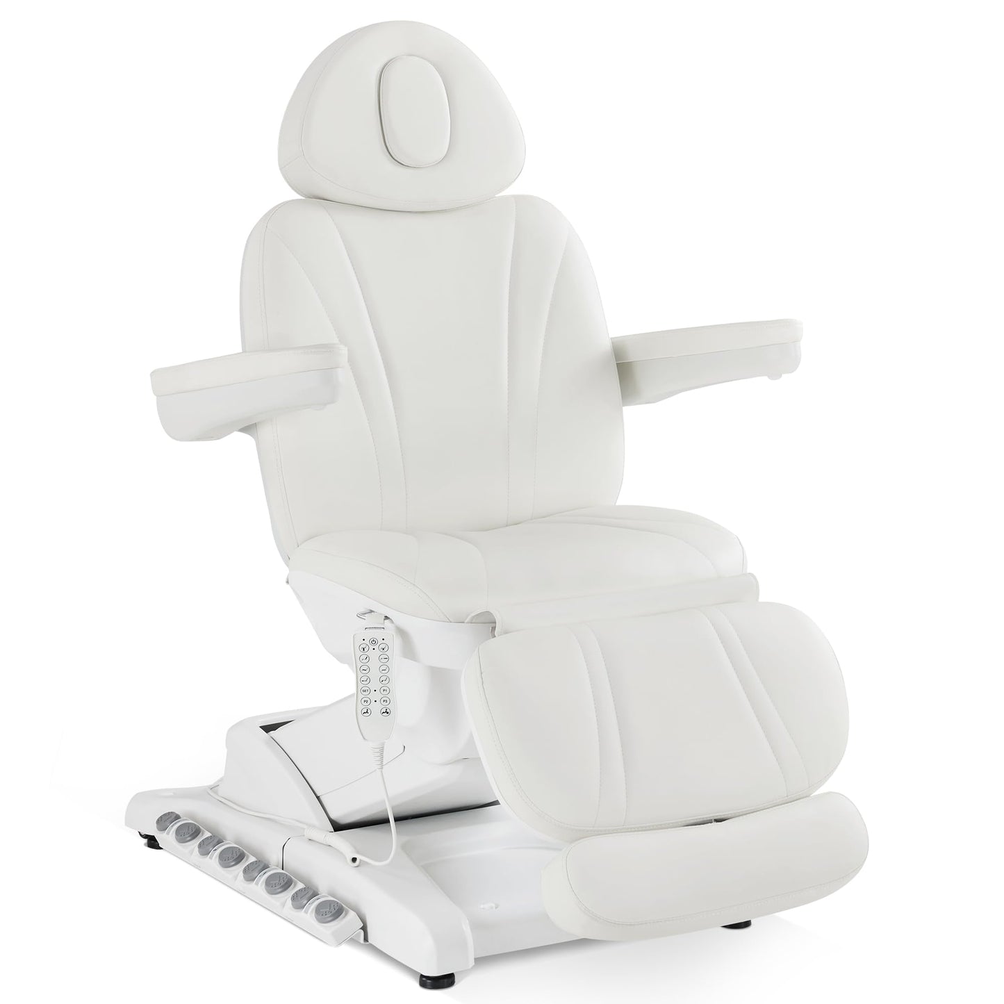 BarberPub Full Electrical 4 Motor Facial Beauty Bed with Hand/Foot Control, Leather Massage Bed, Procedure Spa Chair, 400 lbs Capacity, 3 Preset Positions 2119 (White)