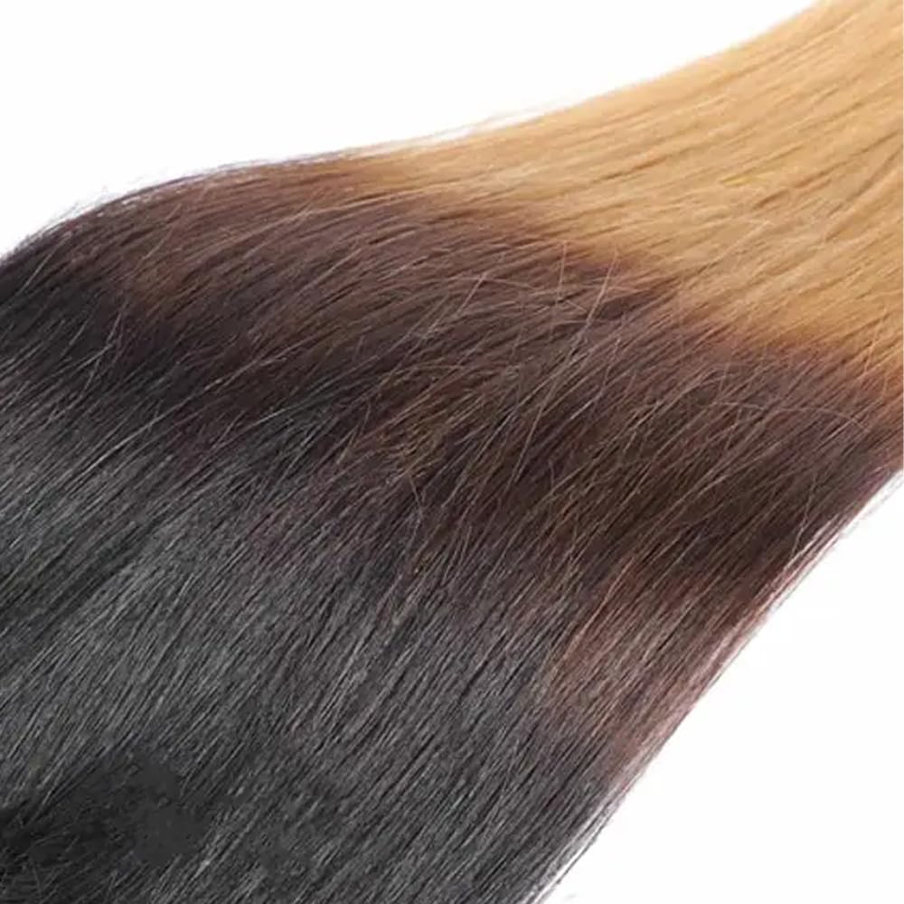 28 28 28 Inch T1B4/27 Ombre Blonde Bundles Human Hair Straight 3 Bundles 100 Grams/Bundle 10A Grade Unprocessed Brazilian Virgin Hairs Ombre Bundles Weaves Hair Extensions For Women