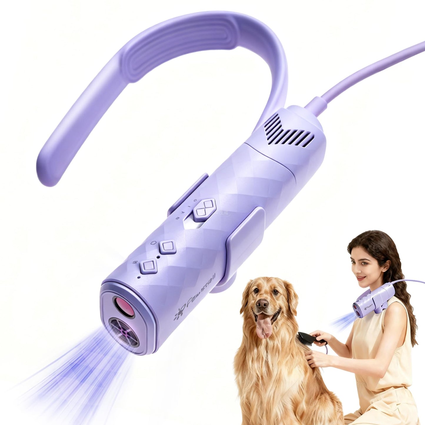 Dog Dryer for Pet Grooming,Pet Neck-Hanging Hair Dryer,Alternating Hot and Cold Airflow.Handheld & Hands-Free.Low-Noise, Ultra-Lightweight.High Wind Speeds.Adjustable Heat & Speed