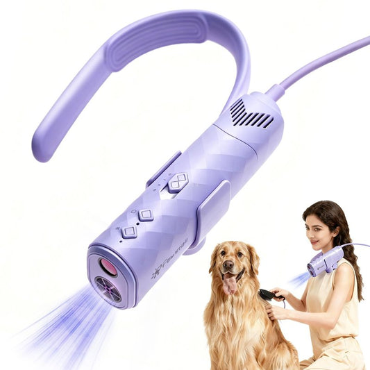 Dog Dryer for Pet Grooming,Pet Neck-Hanging Hair Dryer,Alternating Hot and Cold Airflow.Handheld & Hands-Free.Low-Noise, Ultra-Lightweight.High Wind Speeds.Adjustable Heat & Speed