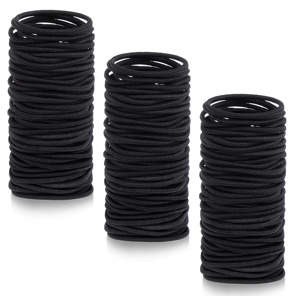 Anezus Black Hair Ties - 250 Pcs Small Elastic Ponytail Holders for All Hair Types | 3 mm