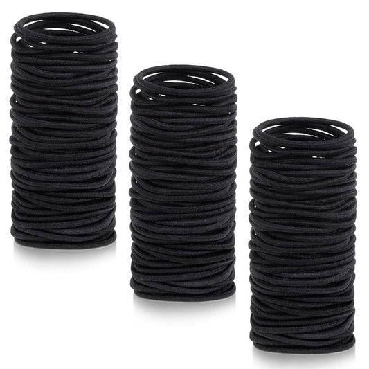 Anezus Black Hair Ties - 250 Pcs Small Elastic Ponytail Holders for All Hair Types | 3 mm