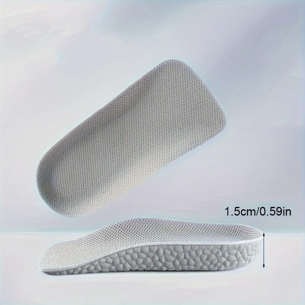 Height Increase Insoles - 0.6 Inch Elevator Shoe Inserts with Arch Support for Men & Women | Gray Comfort Design
