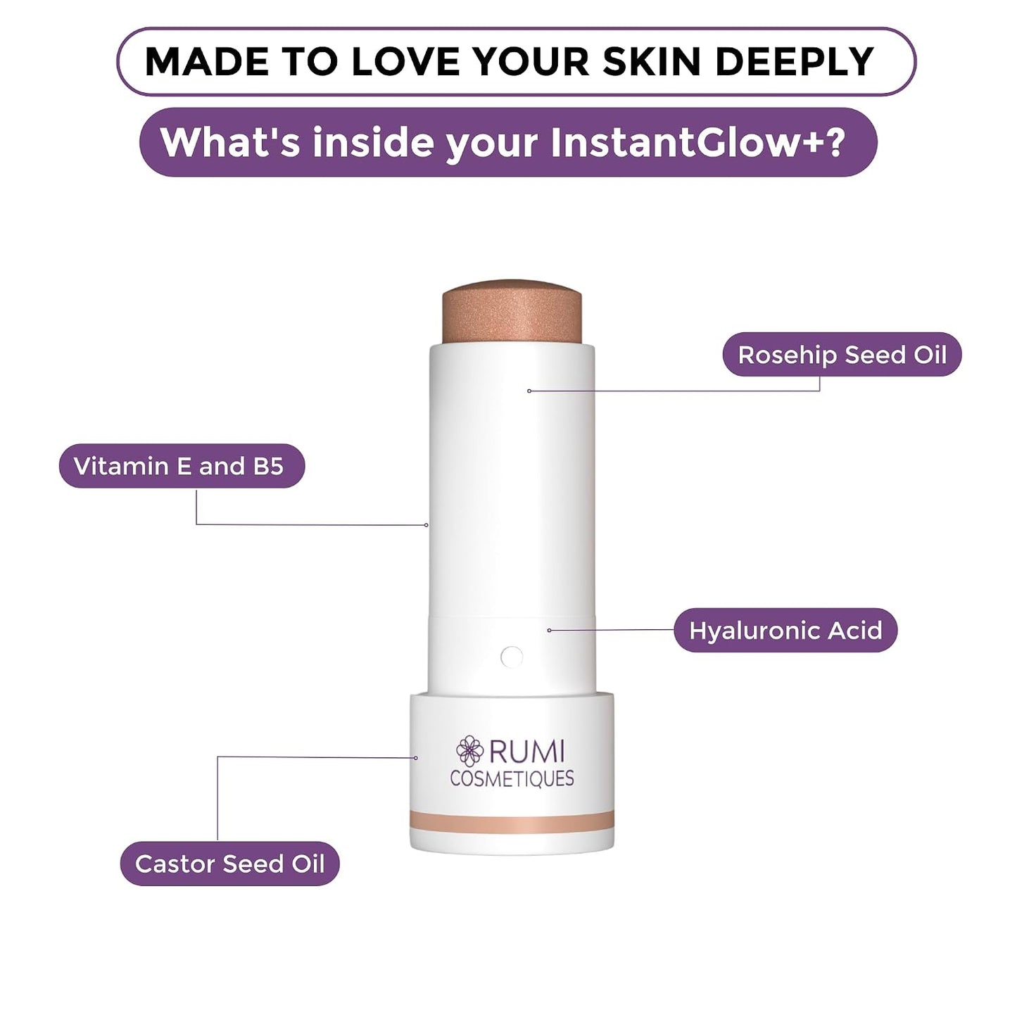 InstantGlow+ 4-in-1 Highlighter Stick for Mature Women - Nourishing Radiant Glow for Face & Shoulders | Cinnamon