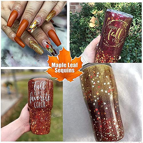 HANSAMU Maple Leaf Glitter Nail Art Sequins for Fall Manicure DIY Decorations