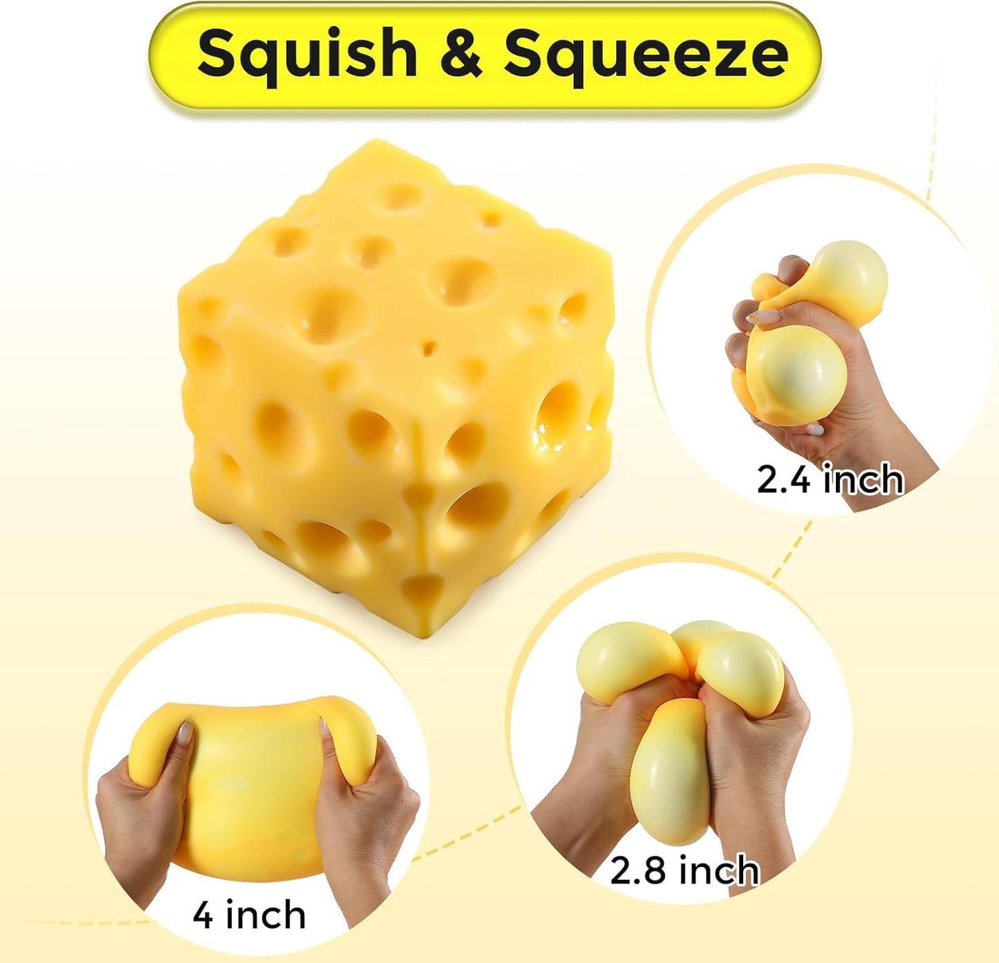 Slow Rebound Cute Butter Squeeze Stress Balls, 2026 New Squeeze Ball Realistic Butter Stick Soft Squeeze-Toys, Upgrade Stress Relief Fidget Toys Wet Slow Rebound Stress-Relief-Toy Yellow 2.4 IN