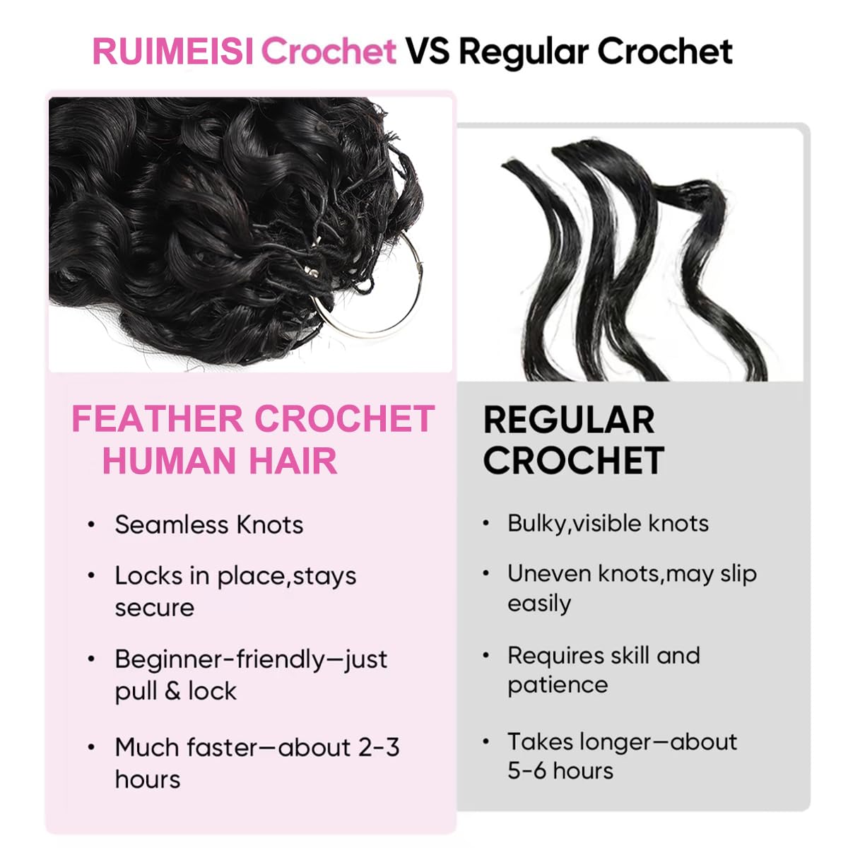 Human Crochet Hair for Black Women 16 Inch Chocolate Brown 4# Color Burmese Curly Human Hair Bundles Pre-Separated Miracle Knots Crochet Human Hair Reusable Hair Extensions 120g 100 Strands