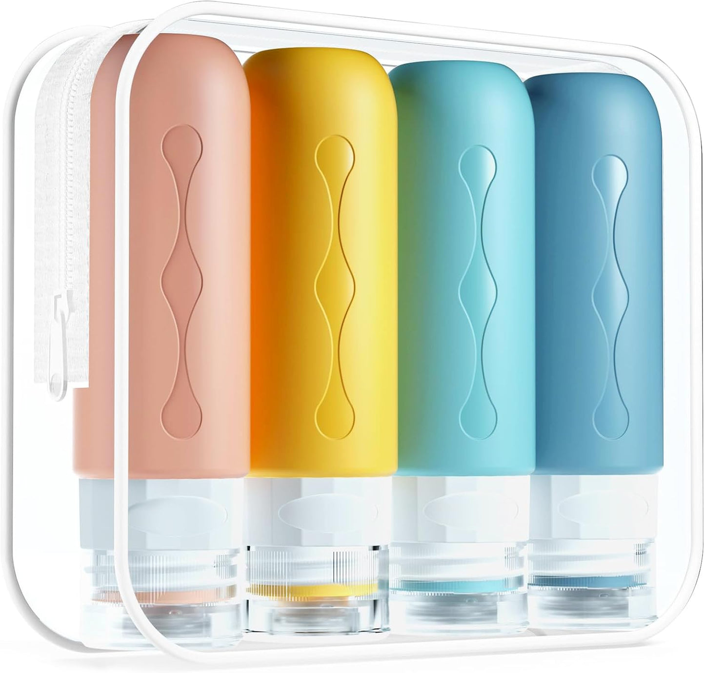 Travel Bottles for Toiletries - TSA Approved 3oz Leak-Proof Containers | BPA-Free Refillable Liquid Accessories (4 Pack)