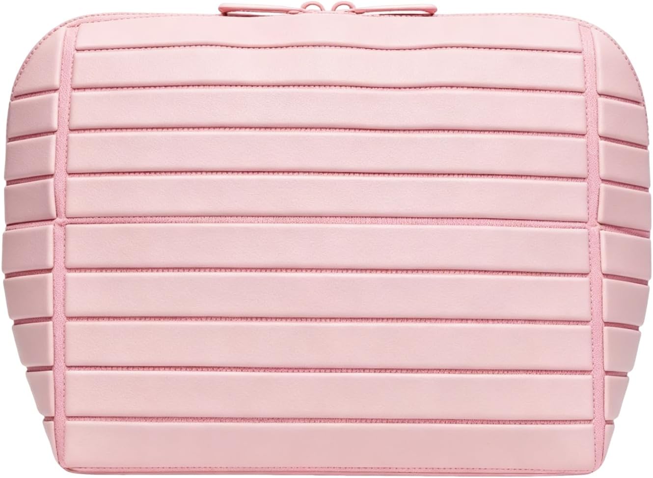 Large Capacity Makeup Bag - Water-Resistant PVC Toiletry Case with Brush Holder | Light Blue, Medium Size
