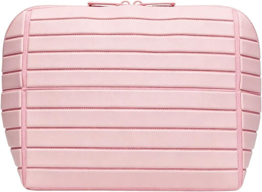 Large Capacity Makeup Bag - Water-Resistant PVC Toiletry Case with Brush Holder | Portable & Stylish (Pink, Small)