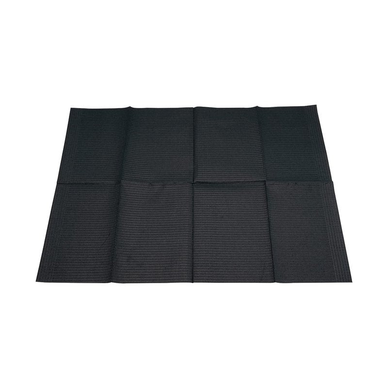 Jet Black Supply 4Ply Premium Patient Bibs, 13" x 18", Pack of 500, Disposable Lap Cloths, Waterproof Tattoo Bibs Sheets for Patients, Tray Cover, Table Cover Supplies, Black