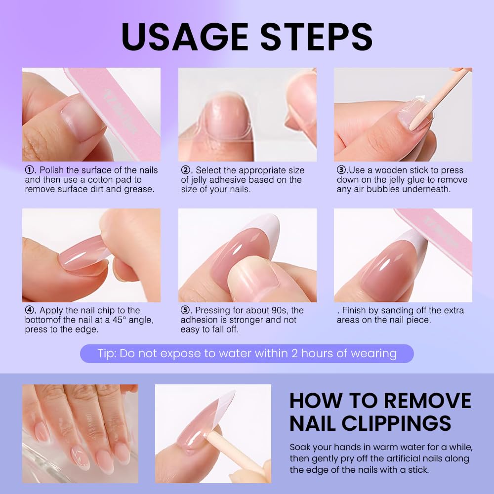 Chrome Nude Press On Nails - Short Almond Acrylic Jelly Ombre Design | Reusable Salon-Quality Stick-On Kit for Women