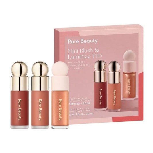 Rare Beauty Mini Blush & Luminizer Trio - Beloved, Virtue, Enliven | Limited Edition Makeup Set