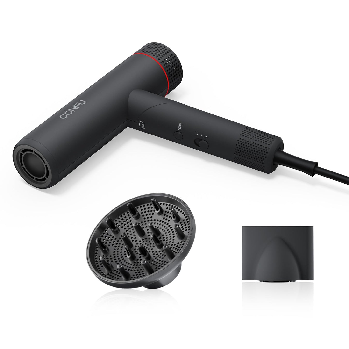 Hair Dryer, CONFU Hair Dryer with Diffuser 110000 RPM, High-Speed Professional Ionic Blow Dryer for Fast Drying, Hair Diffuser for Curly Hair for Home Travel