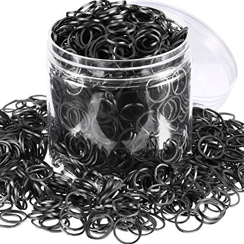 2000 Pack Black Elastic Hair Bands for Hair Braids Ponytails Dreadlocks & Wedding Styles