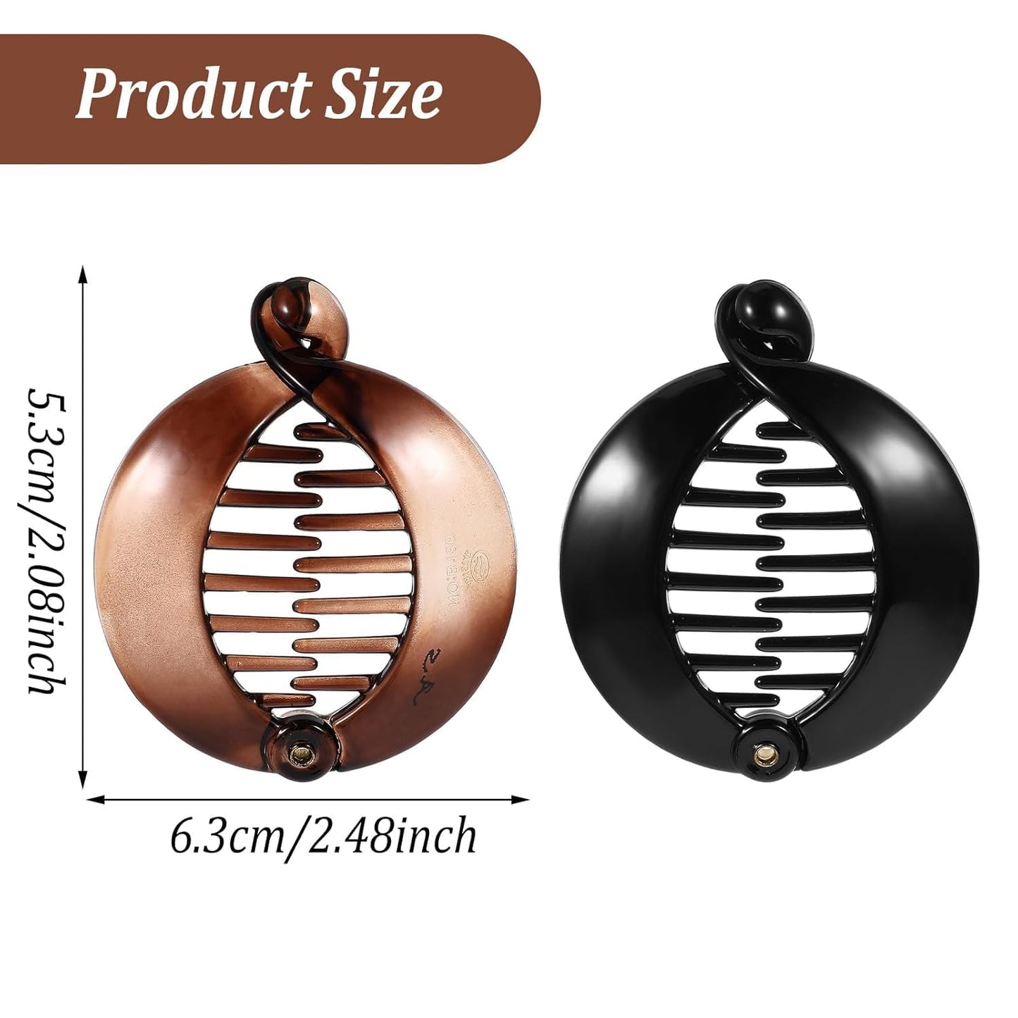 2 Pcs Round Hair Clip Small Banana Clip Plastic Fishtail
