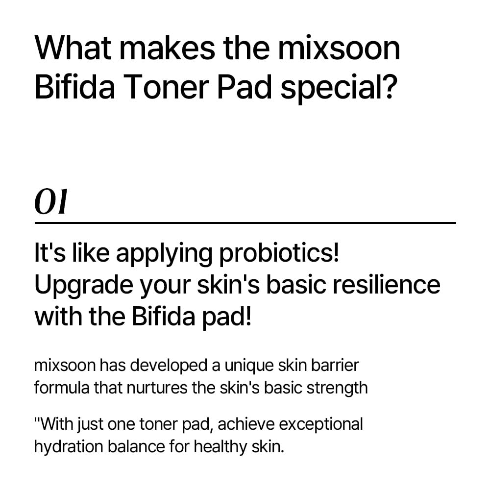 mixsoon Bifida Toner Pad,Moisture Barrier, Bifida Ferment Lysate, Rayon Sponge Pad (250ml/8.45fl.oz/120 Sheets)