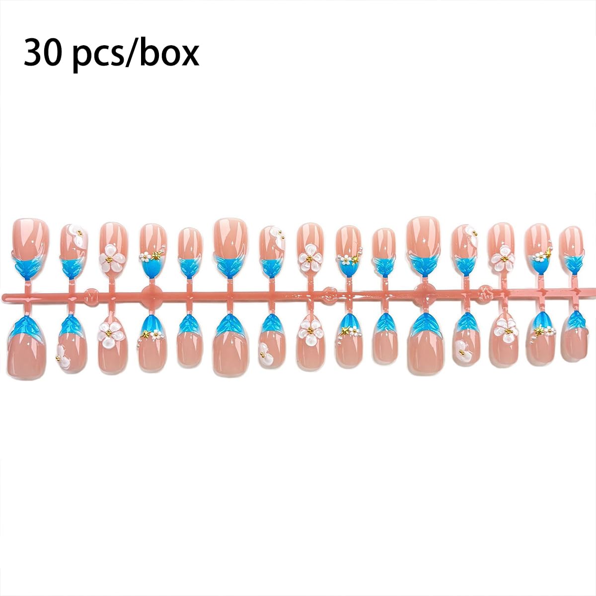 Short Almond Press-On Nails - 24 Pcs French Tip with Leopard Print & Gold Beads | Reusable Acrylic Nail Designs for Women