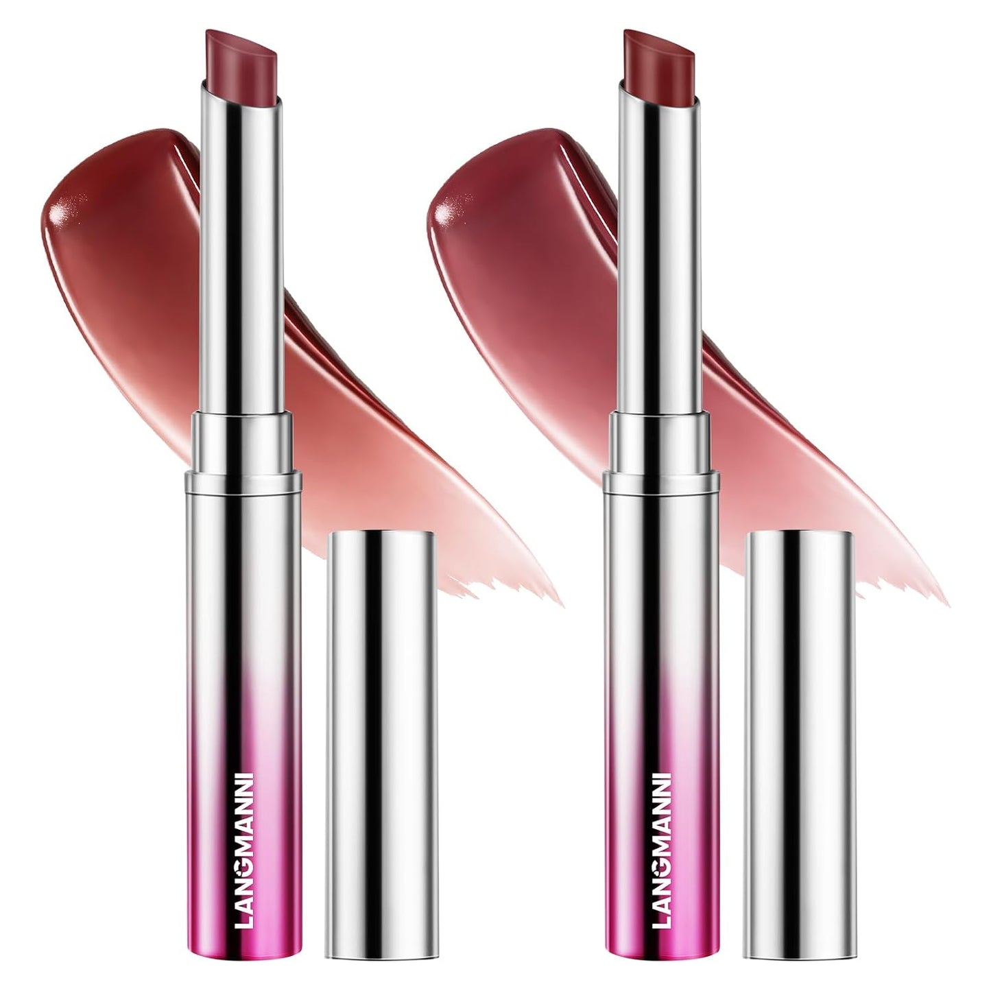 Tinted Lip Balm Lipstick Set - Sheer Hydrating Color & Nourishing Care | Universal Shades for All Skin Tones (Blush Nude & Dusty Plum)