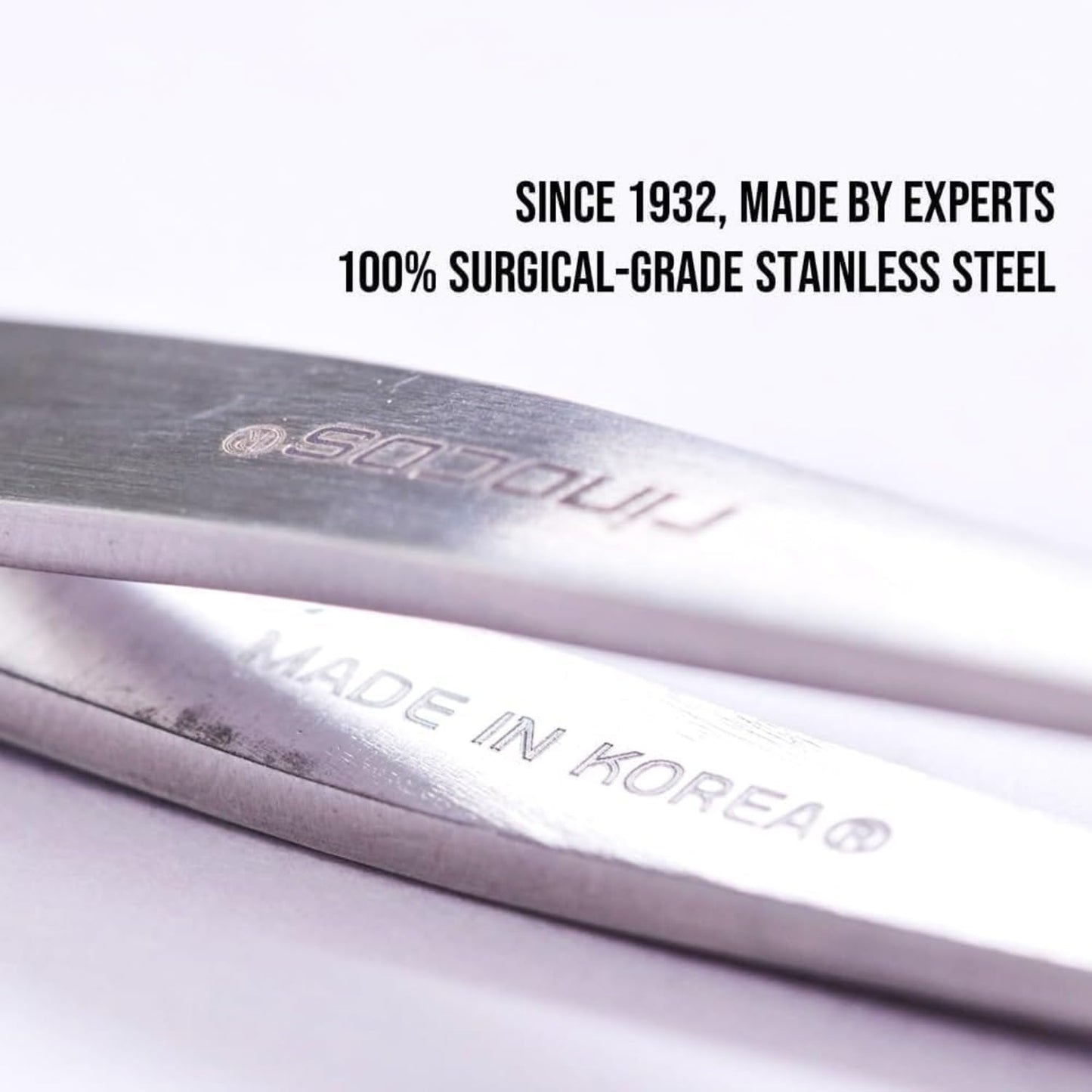 [Premium Hand-Made] Tweezers for women facial hair - Round tip Tweezers, Eyebrow Tweezers, 304 Surgical-grade Stainless Steel for Safety, Precision tweezers, Facial Hair for Men & Women (Silver)