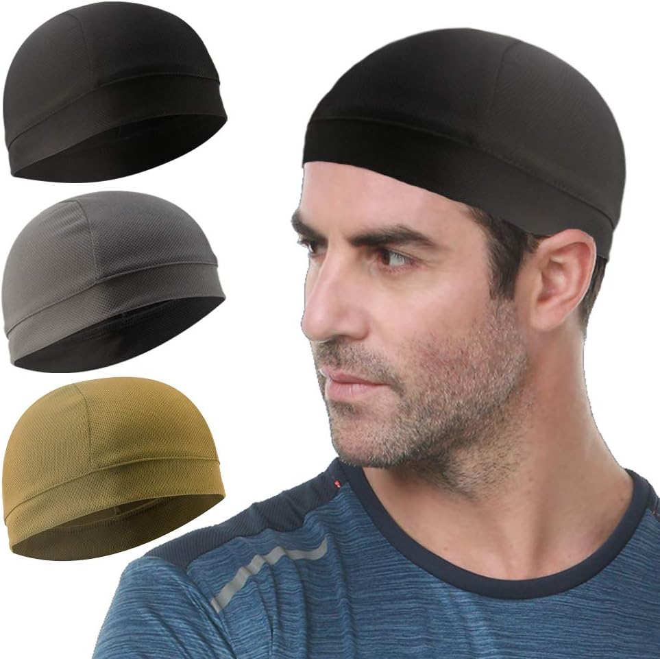 Cooling Skull Cap - 3 Pack Sweat-Wicking Helmet Liner for Cycling & Running | Unisex