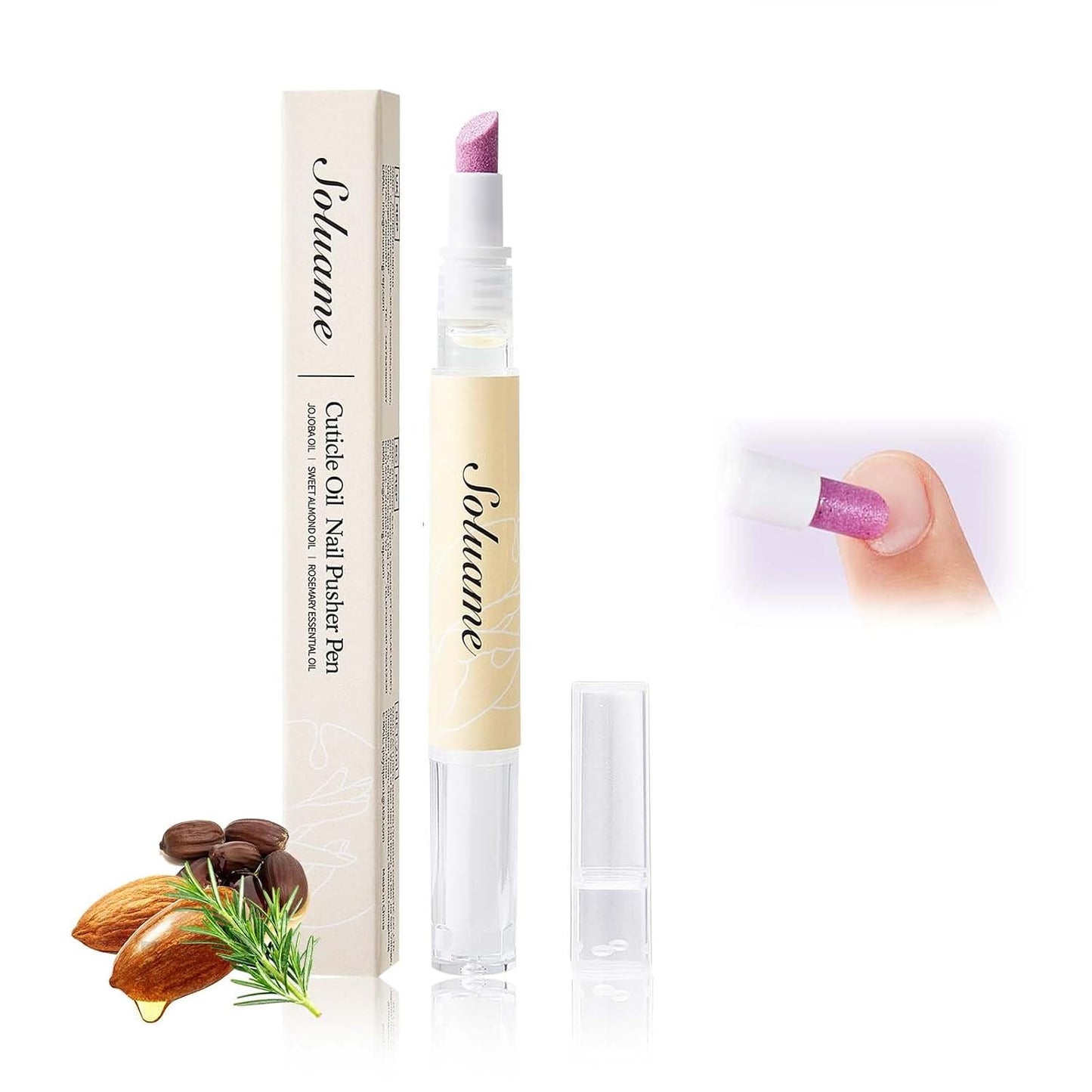 Ceramic Cuticle Oil Pusher Pen - Dual-Action Nail Nourishing Oil | Exfoliates & Moisturizes Hangnails, 2ml