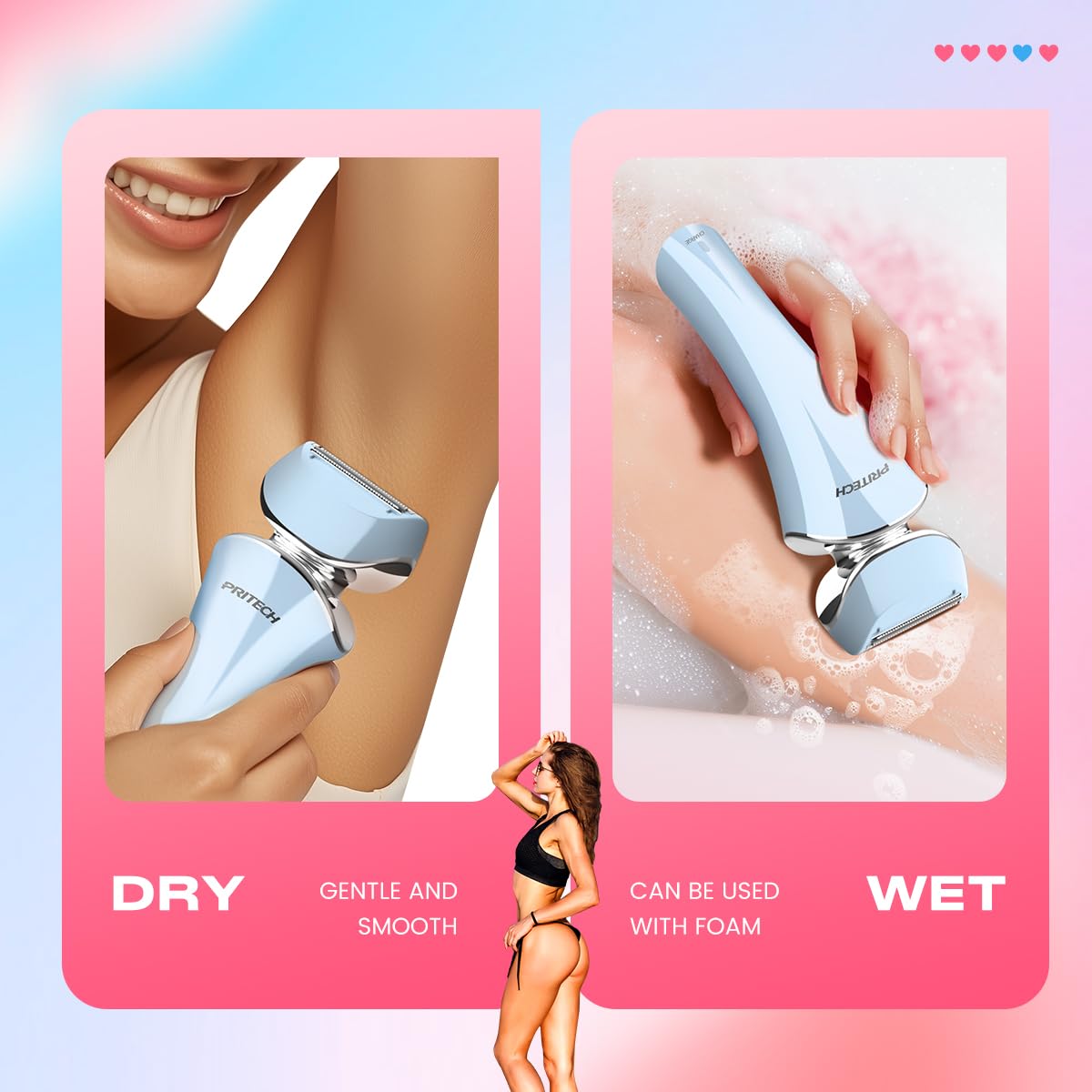 Electric Razor for Women Rechargeable Wet Dry Electric Shaver for Women, Waterproof Lady Shaver for Legs Arm Underarm Bikini Public Body Razor with One Extra Foil Blade